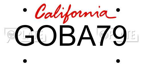 GOBA79 California License Plate