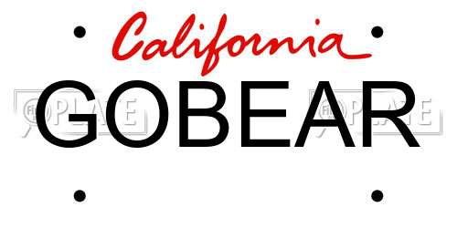 GOBEAR California License Plate