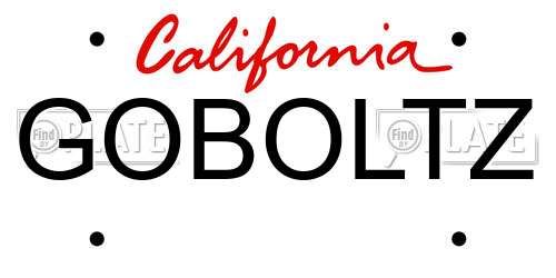 GOBOLTZ California License Plate
