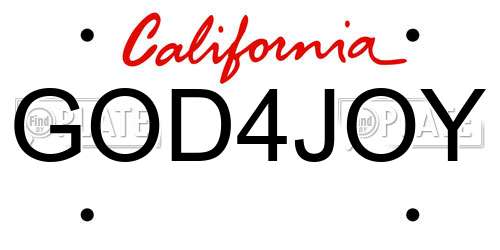 GOD4JOY California License Plate