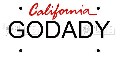 GODADY California License Plate