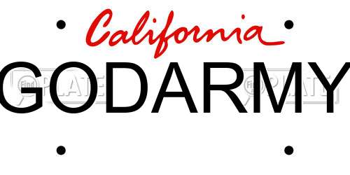 GODARMY California License Plate