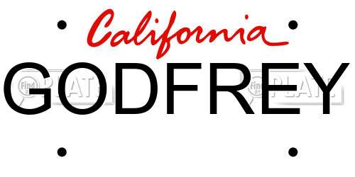 GODFREY California License Plate