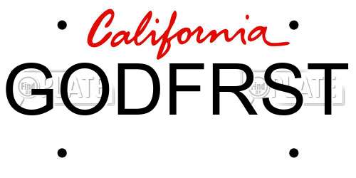 GODFRST California License Plate