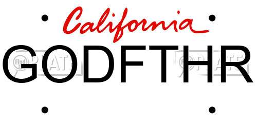 GODFTHR California License Plate