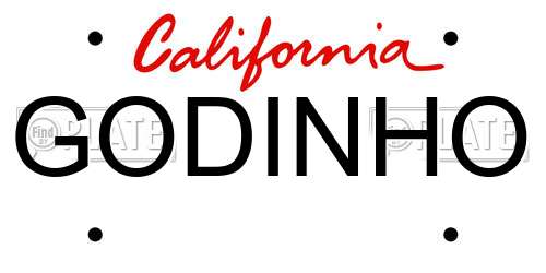 GODINHO California License Plate