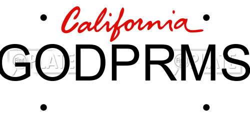 GODPRMS California License Plate