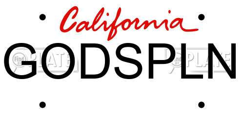 GODSPLN California License Plate