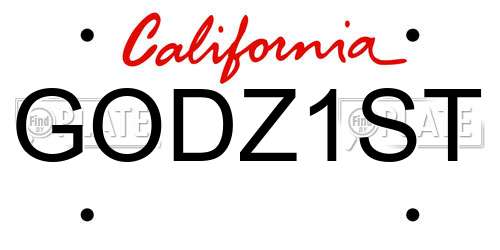 GODZ1ST California License Plate