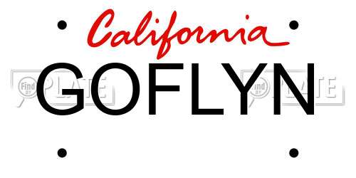 GOFLYN California License Plate