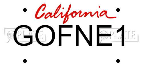 GOFNE1 California License Plate