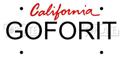 GOFORIT California License Plate