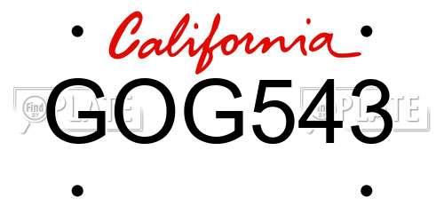 GOG543 California License Plate