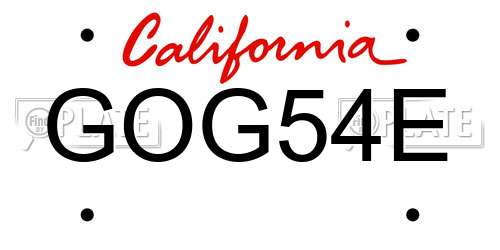 GOG54E California License Plate