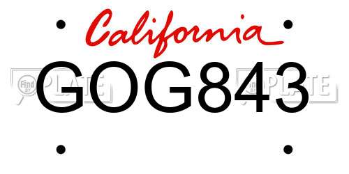 GOG843 California License Plate
