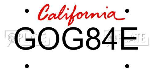 GOG84E California License Plate