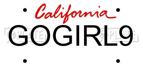 GOGIRL9 California License Plate