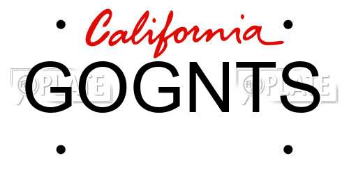 GOGNTS California License Plate