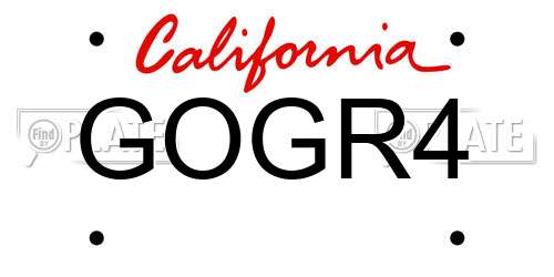 GOGR4 California License Plate