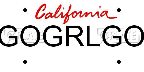 GOGRLGO California License Plate