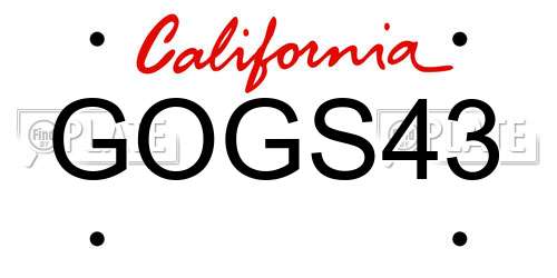GOGS43 California License Plate