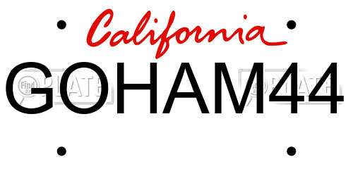 GOHAM44 California License Plate