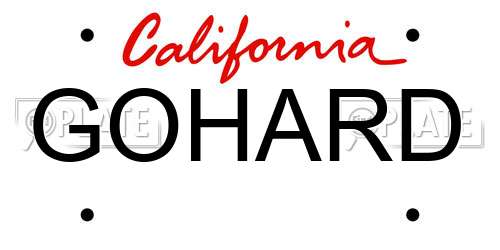 GOHARD California License Plate
