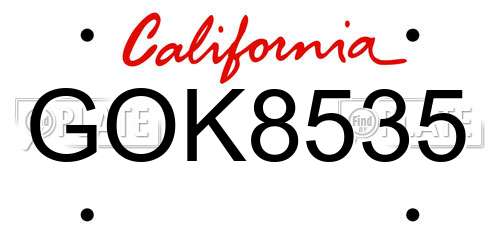 GOK8535 California License Plate
