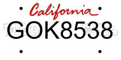 GOK8538 California License Plate