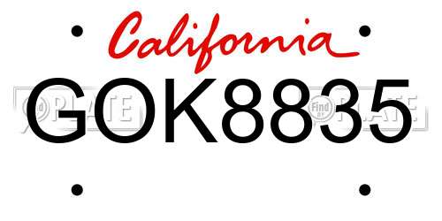 GOK8835 California License Plate