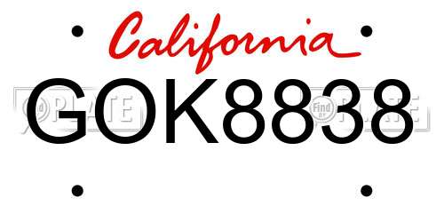 GOK8838 California License Plate
