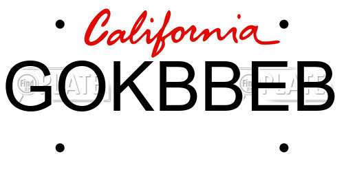 GOKBBEB California License Plate