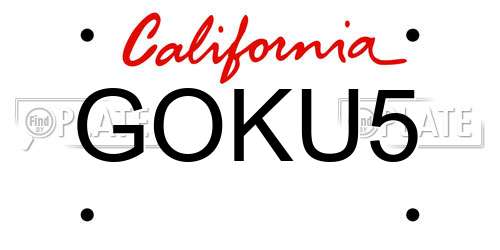 GOKU5 California License Plate