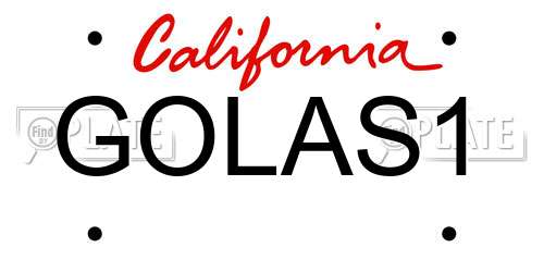 GOLAS1 California License Plate