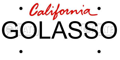 GOLASSO California License Plate