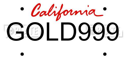GOLD999 California License Plate