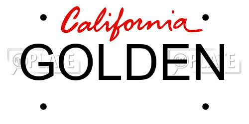 GOLDEN California License Plate