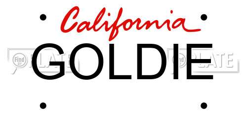 GOLDIE California License Plate
