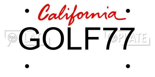 GOLF77 California License Plate