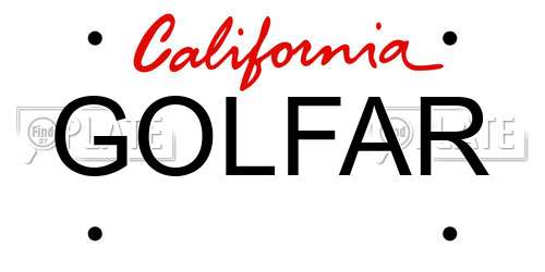 GOLFAR California License Plate