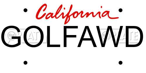 GOLFAWD California License Plate