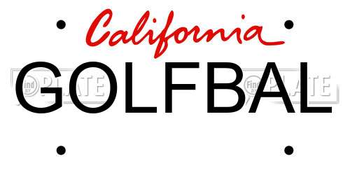 GOLFBAL California License Plate