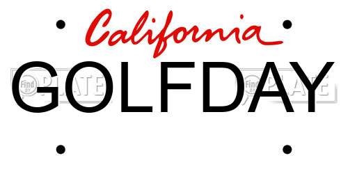 GOLFDAY California License Plate