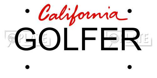 GOLFER California License Plate