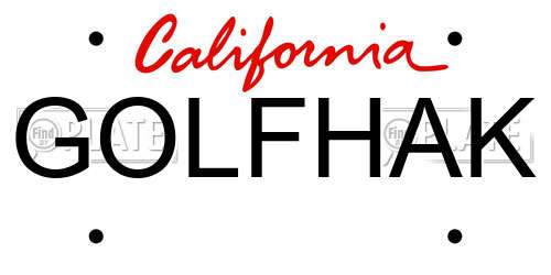 GOLFHAK California License Plate