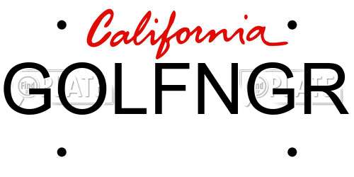 GOLFNGR California License Plate