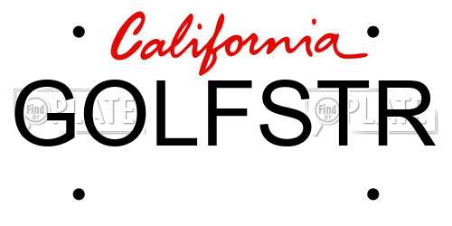 GOLFSTR California License Plate