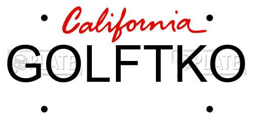GOLFTKO California License Plate