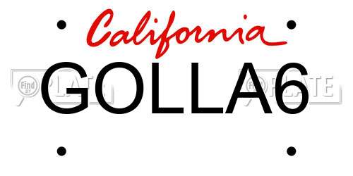 GOLLA6 California License Plate