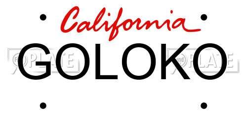 GOLOKO California License Plate